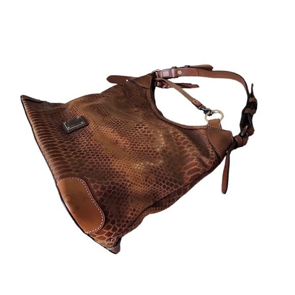 EUC Dooney & Bourke Brown Snakeskin Style Shoulder Bag handbag purse - Picture 4 of 15